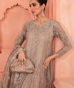 Luxury Formal Taupe Embroidered Net Outfit Mbsf-Pf2403Tg 7 Sfpf2403Grayb Imanistudio.com