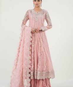 Luxury Formal Pink Embroidered Net Outfit MBSF-PF2403BP
