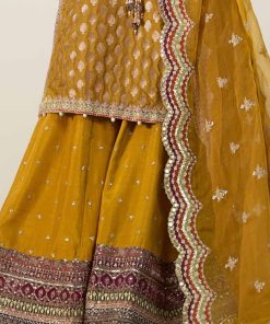 Luxury Formal Mustard Embroidered Jamawar Suit Mbsf-W2408Md 10 Sfw2408Yellowc Imanistudio.com