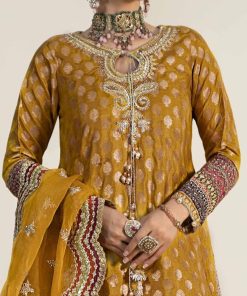 Luxury Formal Mustard Embroidered Jamawar Suit Mbsf-W2408Md 8 Sfw2408Yellowd Imanistudio.com