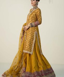 Luxury Formal Mustard Embroidered Jamawar Suit Mbsf-W2408Md 7 Sfw2408Yellowf Imanistudio.com
