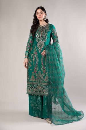 Luxury Formal Porcelain Green Cotton Satin Embroidered Suit MBCSS-AW24805PB