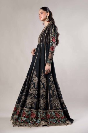 Luxury Formal Black Cotton Satin Embroidered Suit Mbcss-Aw24806Bm