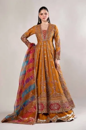 Luxury Formal Mustard Cotton Satin Embroidered Suit MBCSS-AW24812MD