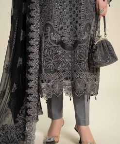 Luxury Formal Black/Grey Embroidered Chiffon Suit Mbcs-Aw24101Bg 9 D 1 Blackc Imanistudio.com