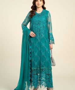 Luxury Formal Teal Embroidered Chiffon Suit Mbcs-Aw241053Tl 8 D 5 Greene Imanistudio.com