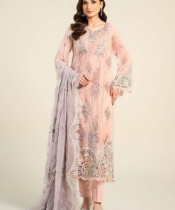 Luxury Formal Light Pink Embroidered Chiffon Suit MBCS-AW24106LP