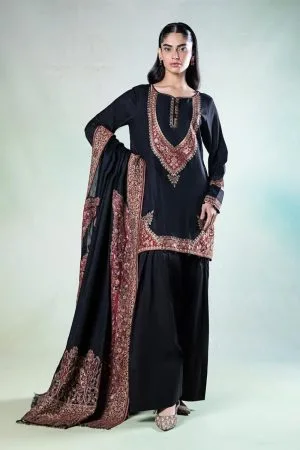 Luxury Pret Black Marina Twill Embroidered Suit MBDW-AW24102BM