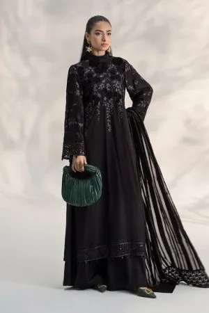 Luxury Pret Black Linen Embroidered Suit MBDW-AW24103BB