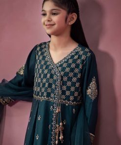 Mariab Teal Embroidered Dobby Linen Suit Mbkd-Aw2402Tb 7 Mkd W2402Tealb Imanistudio.com
