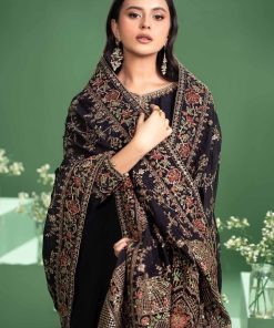 Luxury Formal Black Embroidered Raw Silk Outfit Mbsf-Aw2420Br 9 Sf W2420Blackb Imanistudio.com