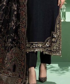 Luxury Formal Black Embroidered Raw Silk Outfit Mbsf-Aw2420Br 10 Sf W2420Blackc Imanistudio.com
