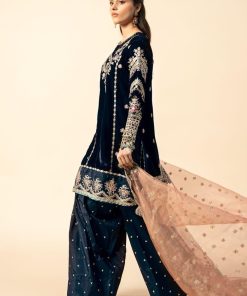 Luxury Formal Navy Blue Velvet Outfit Mbsf-W2480Nb 6 Sf W2480Bluef Imanistudio.com