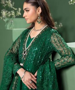 Luxury Formal Emerald Green Embroidered Organza Suit Mbsf-Aw2470Eg 7 Sfw2470Greenb Imanistudio.com