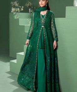 Luxury Formal Emerald Green Embroidered Organza Suit Mbsf-Aw2470Eg 6 Sfw2470Greenc Imanistudio.com
