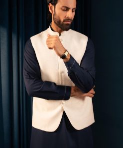 Mens Waistcoat Cotton Silk Sleeveless Blazer Imist-Ntr-01Natural 5 Ckr Ntr 01B Imanistudio.com