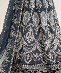 Luxury Formal Dark Blue 2 Pcs Embroidered Organza Dress Mbds-W2901Db 9 D1 Dark Bluec Imanistudio.com