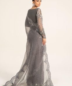 Luxury Formal Grey Embroidered Organza Saree Mbds-W2902Gy 16 D2 Greya Imanistudio.com