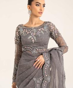 Luxury Formal Grey Embroidered Organza Saree Mbds-W2902Gy 12 D2 Greyb Imanistudio.com