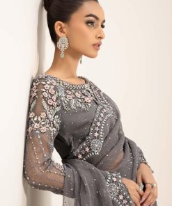 Luxury Formal Grey Embroidered Organza Saree Mbds-W2902Gy 13 D2 Greyc Imanistudio.com