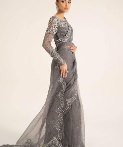 Luxury Formal Grey Embroidered Organza Saree Mbds-W2902Gy 11 D2 Greyh Imanistudio.com