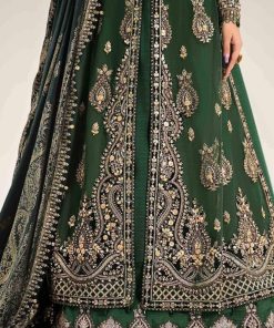 Luxury Formal Dark Green 2 Pcs Embroidered Organza Dress Mbds-W2904Db 11 D4 Greenc Imanistudio.com