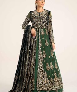 Luxury Formal Dark Green 2 pcs Embroidered Organza Dress MBDS-W2904DB