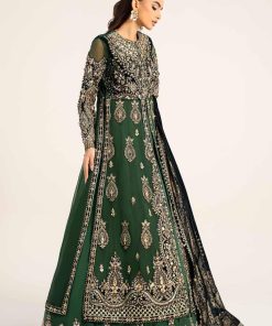 Luxury Formal Dark Green 2 Pcs Embroidered Organza Dress Mbds-W2904Db 8 D4 Greene Imanistudio.com