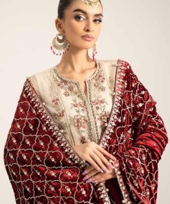 Luxury Formal Ivory/Maroon Embroidered Organza Outfit Mbds-W2905Im 8 D5 Off Whiteb Imanistudio.com