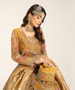 Luxury Formal Mustard Embroidered Organza Outfit Mbds-W2907Md 12 D7 Mustard Imanistudio.com