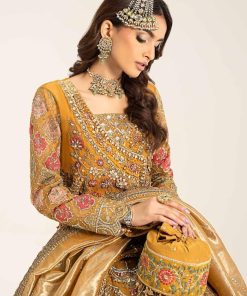 Luxury Formal Mustard Embroidered Organza Outfit Mbds-W2907Md 13 D7 Mustardc Imanistudio.com