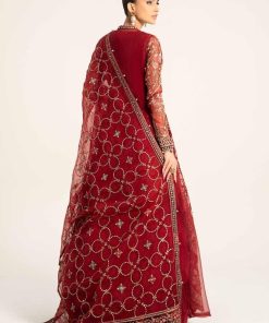Luxury Formal Deep Red Embroidered Organza Outfit Mbds-W2908Dr 12 D8 Reda Imanistudio.com