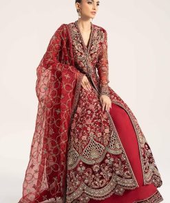Luxury Formal Deep Red Embroidered Organza Outfit Mbds-W2908Dr 9 D8 Redb Imanistudio.com
