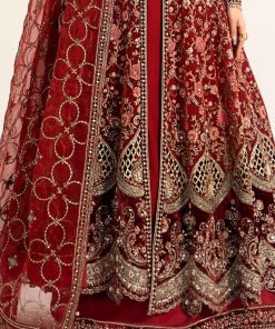 Luxury Formal Deep Red Embroidered Organza Outfit Mbds-W2908Dr 11 D8 Redd Imanistudio.com