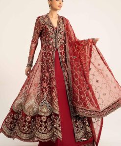 Luxury Formal Deep Red Embroidered Organza Outfit Mbds-W2908Dr 8 D8 Redf Imanistudio.com