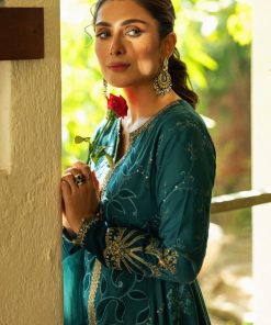 Luxury Pret Teal Linen Embroidered Suit Mbdw-W25159Tg 7 Dw W24159Teala Imanistudio.com