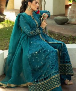 Luxury Pret Teal Linen Embroidered Suit Mbdw-W25159Tg 8 Dw W24159Teale Imanistudio.com
