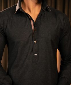 2Pcs Wash &Amp; Wear Folded Collar Shalwar Kameez Imist-Mkr-01-Chocochip 7 Mkr Chc 01C Imanistudio.com