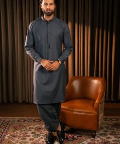 2Pcs Wash &Amp; Wear Band Collar Shalwar Kameez Imist-Mkr-03-Greyish Blue 7 Mkr Mtb 03 Imanistudio.com