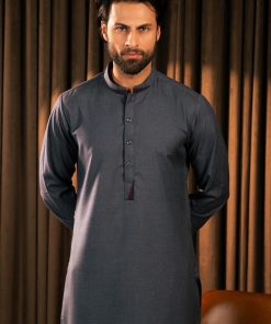 2Pcs Wash &Amp; Wear Band Collar Shalwar Kameez Imist-Mkr-03-Greyish Blue 9 Mkr Mtb 03B Imanistudio.com