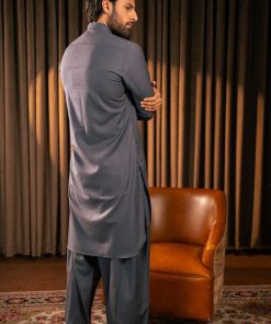 2Pcs Wash &Amp; Wear Band Collar Shalwar Kameez Imist-Mkr-03-Greyish Blue 10 Mkr Mtb 03C Imanistudio.com