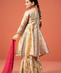 Mariab Kids Golden Embroidered Gharara Suit Mbks-W24003Gg 12 Mks W2403 Goldena Imanistudio.com