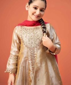 Mariab Kids Golden Embroidered Gharara Suit Mbks-W24003Gg 9 Mks W2403 Goldenb Imanistudio.com