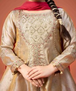 Mariab Kids Golden Embroidered Gharara Suit Mbks-W24003Gg 10 Mks W2403 Goldenc Imanistudio.com