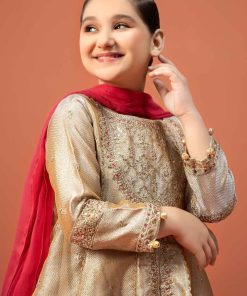 Mariab Kids Golden Embroidered Gharara Suit Mbks-W24003Gg 11 Mks W2403 Goldend Imanistudio.com