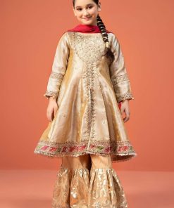 MariaB Kids Golden Embroidered Gharara Suit MBKS-W24003GG