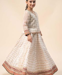 Mariab Kids Off-White Embroidered Skirt Suit Mbks-W2405Ow 10 Mks W2405Offwhited Imanistudio.com