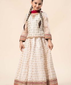 MariaB Kids Off-White Embroidered Skirt Suit MBKS-W2405OW