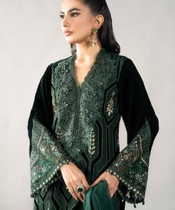 Lux Velvet Emerald Green Embroidered Suit Mbdls-Aw1212Eg 11 D 12 Emeraldc Imanistudio.com