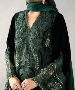Lux Velvet Emerald Green Embroidered Suit Mbdls-Aw1212Eg 13 D 12 Emeralde Imanistudio.com